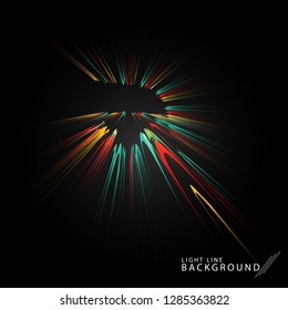 Colorful fireworks radiating, lines. Vector illustration.Dynamic style. Abstract background blast, lines moving fast from the outside, radiating sharply