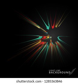 Colorful fireworks radiating, lines. Vector illustration.Dynamic style. Abstract background blast, lines moving fast from the outside, radiating sharply