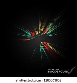 Colorful fireworks radiating, lines. Vector illustration.Dynamic style. Abstract background blast, lines moving fast from the outside, radiating sharply