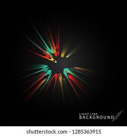 Colorful fireworks radiating, lines. Vector illustration.Dynamic style. Abstract background blast, lines moving fast from the outside, radiating sharply