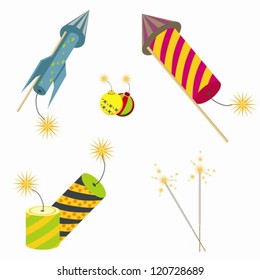 Colorful fireworks rockets (vector)