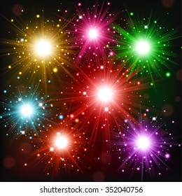 Colorful Fireworks scattered in the sky