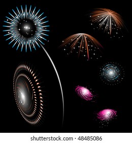 colorful fireworks - set