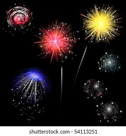 colorful fireworks - set