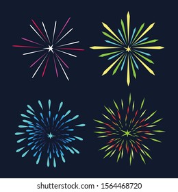 Colorful Fireworks Set, Happy New Year