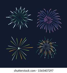 Colorful Fireworks Set, Happy New Year