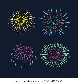 Colorful Fireworks Set, Happy New Year