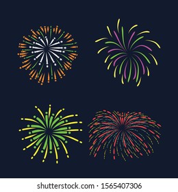 Colorful Fireworks Set, Happy New Year