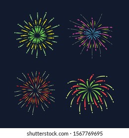 Colorful Fireworks Set, Happy New Year