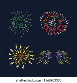 Colorful Fireworks Set, Happy New Year