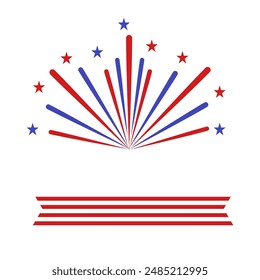 Colorful fireworks of the United States flag and red line