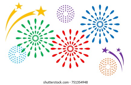 colorful fireworks, vector decorations
