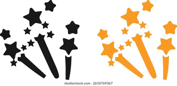Colorful Fireworks Vector Icon. Firework Burst Illustrations. Fireworks Silhouette. Colorful Festival Fireworks.