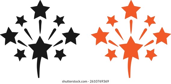 Colorful Fireworks Vector Icon. Firework Burst Illustrations. Fireworks Silhouette. Colorful Festival Fireworks.