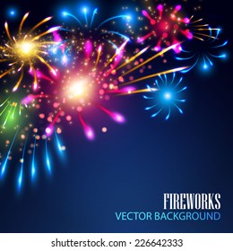 Colorful fireworks. Vector illustration 