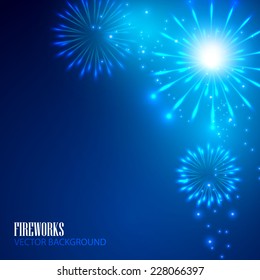 Colorful fireworks. Vector illustration