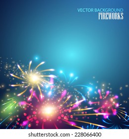 Colorful fireworks. Vector illustration