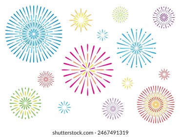 Colorful fireworks vector illustration material