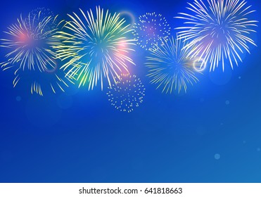 colorful fireworks vector on twilight background