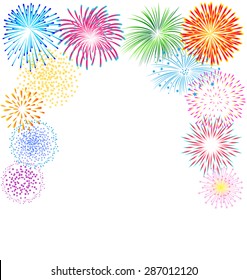 Colorful fireworks vector on white background for celebration
