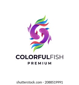 Colorful Fish abstract Logo design vector template