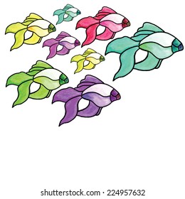 colorful fish background watercolor vector illustration