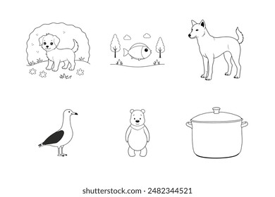 Colorful Fish Cartoon Muzzled Animal in Park - Vector Illustration