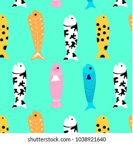 Colorful fish cartoon,pattern background