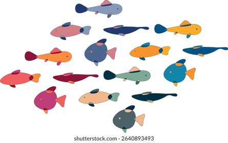 COLORFUL FISH IN DASH LINE