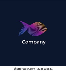 A colorful fish design with flowing lines like waves, this logo is perfect for the digital or tech industry.