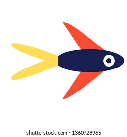 Colorful fish flat illustration on white