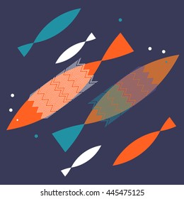 Colorful fish illustration, vector. Modern creative marine design. Underwater ocean wildlife illustration. Decorative marine life design. Stylish sea life vector. 