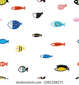 Colorful fish. Kids background. Seamless pattern. Can be used in textile industry, paper, background, scrapbooking.
