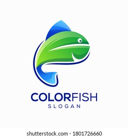 colorful fish leaf logo design