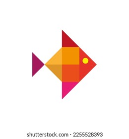 Colorful fish logo with different colors. Abstract creative vector illustration.