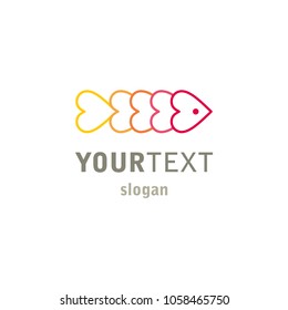 Colorful, fish logo hearts