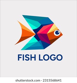 Colorful fish logo, Poligonal, Brand, Geometric Illustration