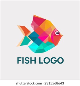 Colorful fish logo, Poligonal, Brand, Geometric Illustration