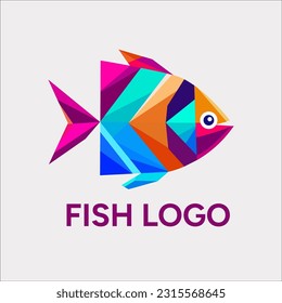 Colorful fish logo, Poligonal, Brand, Geometric Illustration