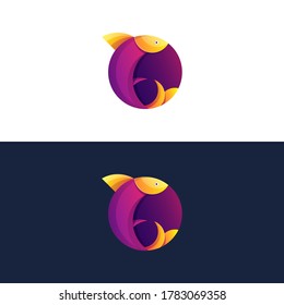 colorful fish logo templates and with a circle background.