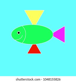 Colorful fish on the blue background