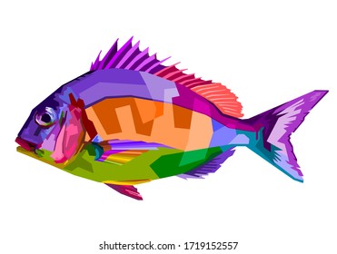 colorful fish on pop art style. vector illustration.