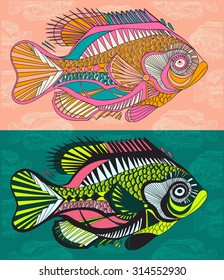 colorful fish painted by hand