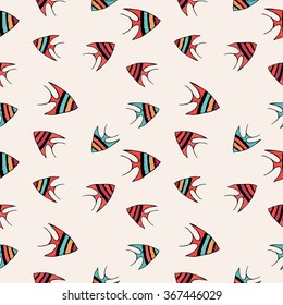 Colorful fish pattern background. Vector illustration