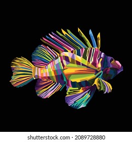 colorful fish pop art style isolated decoration poster design background black