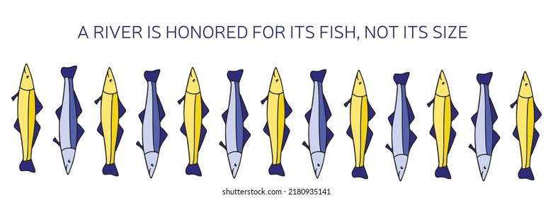 Colorful fish. Postcard with cute fish. Sea background.