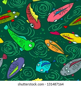 Colorful fish seamless background