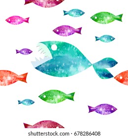 Colorful fish. seamless background. Vector