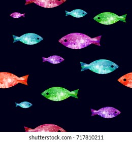Colorful fish. seamless background. Vector