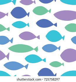 Colorful fish.  Seamless pattern with cute fish. Sea background.